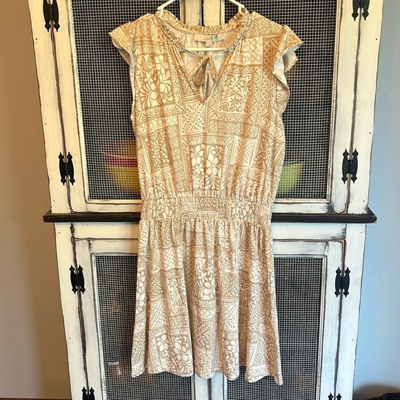 LOFT Dresses & Skirts - Loft Tile Tie Neck Flutter Sleeve Mini Dress Size S Gulf Sands Summer 2024 NEW